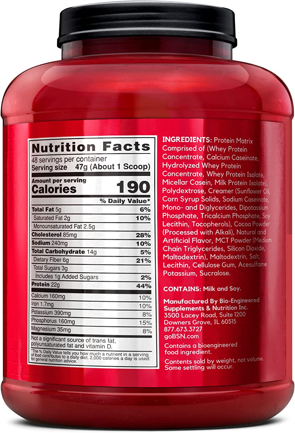 BSN SYNTHA-6 Whey Protein Micellar Casein, Isolate, Chocolate Milkshake, 48 Serv
