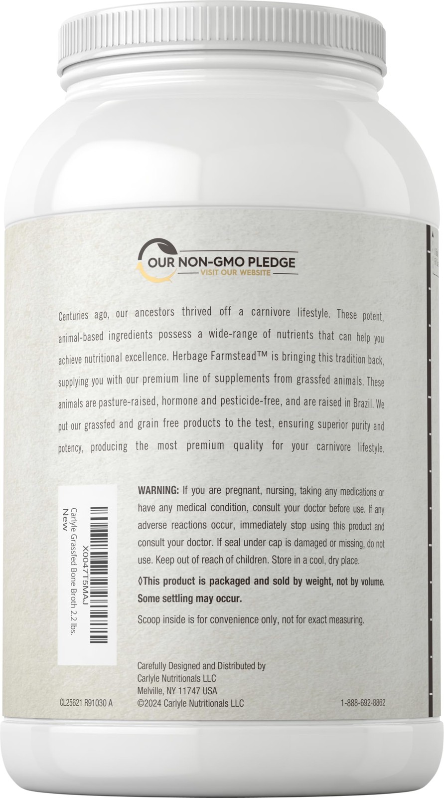 Carlyle Grass Fed Bone Broth Protein Powder | 35.2 oz 2.2 Pound (Pack of 1)