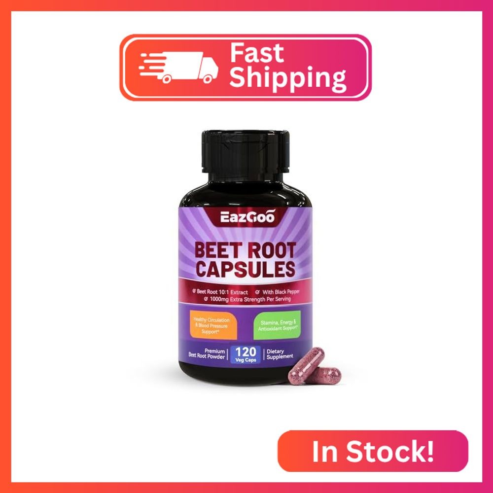EAZGOO Beet Root Capsules 1000mg Per Serving, Supports Nitric Oxide Production &