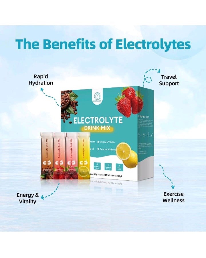 BBEEAAUU Electrolyte Powder Drink Mix Stick Packs Variety Pack Hydration