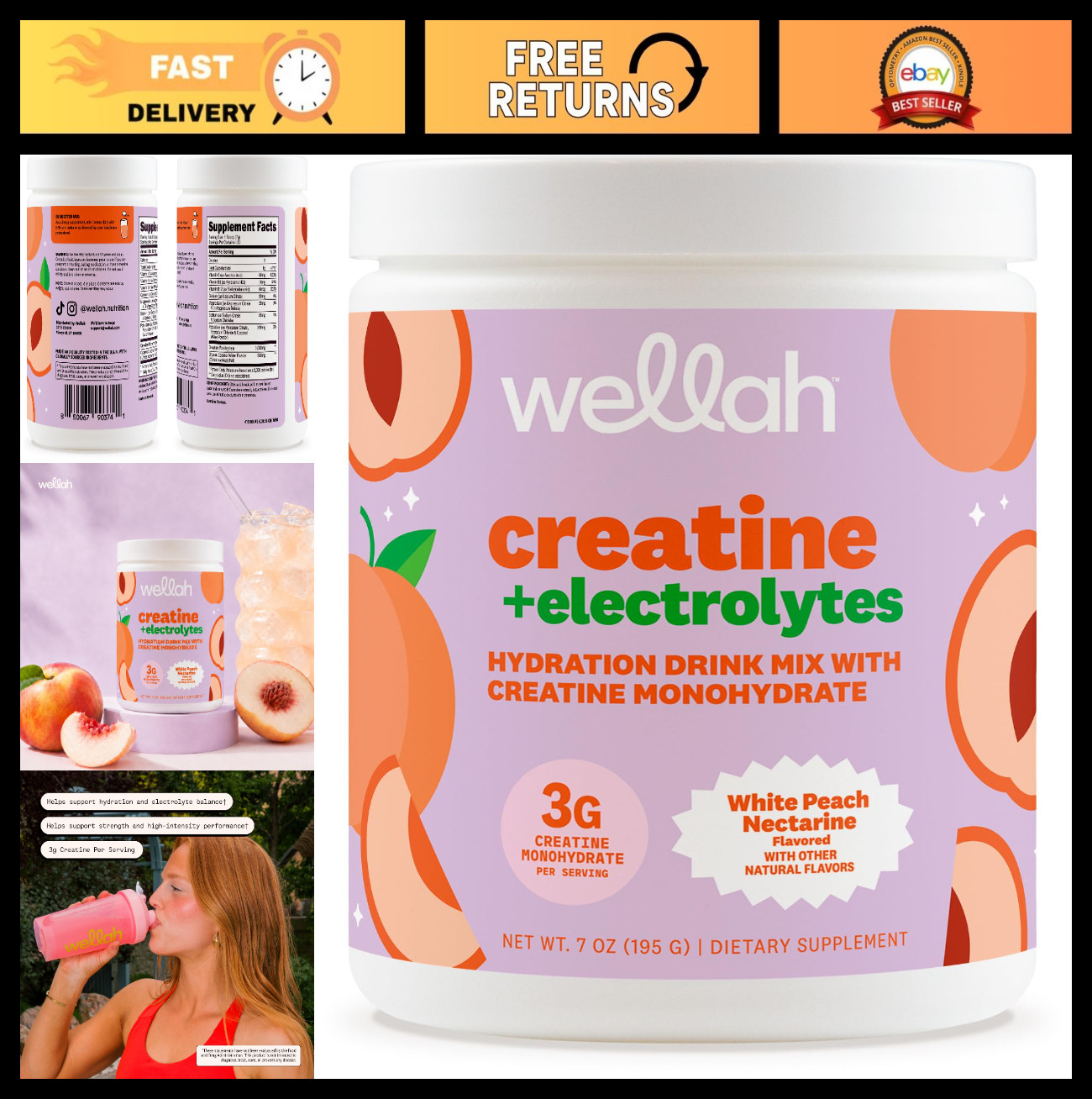Electrolyte Hydration Drink Mix with Creatine Monohydrate – White Peach Nectarin