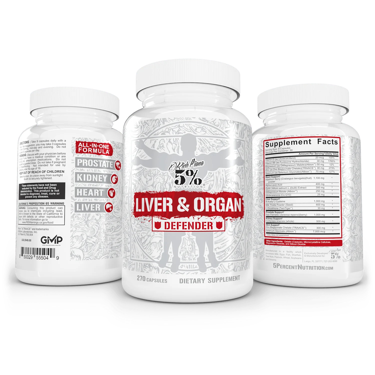 Rich Piana 5% Nutrition Liver and Organ Defender BEST Cycle + PCT NEW FORMULA