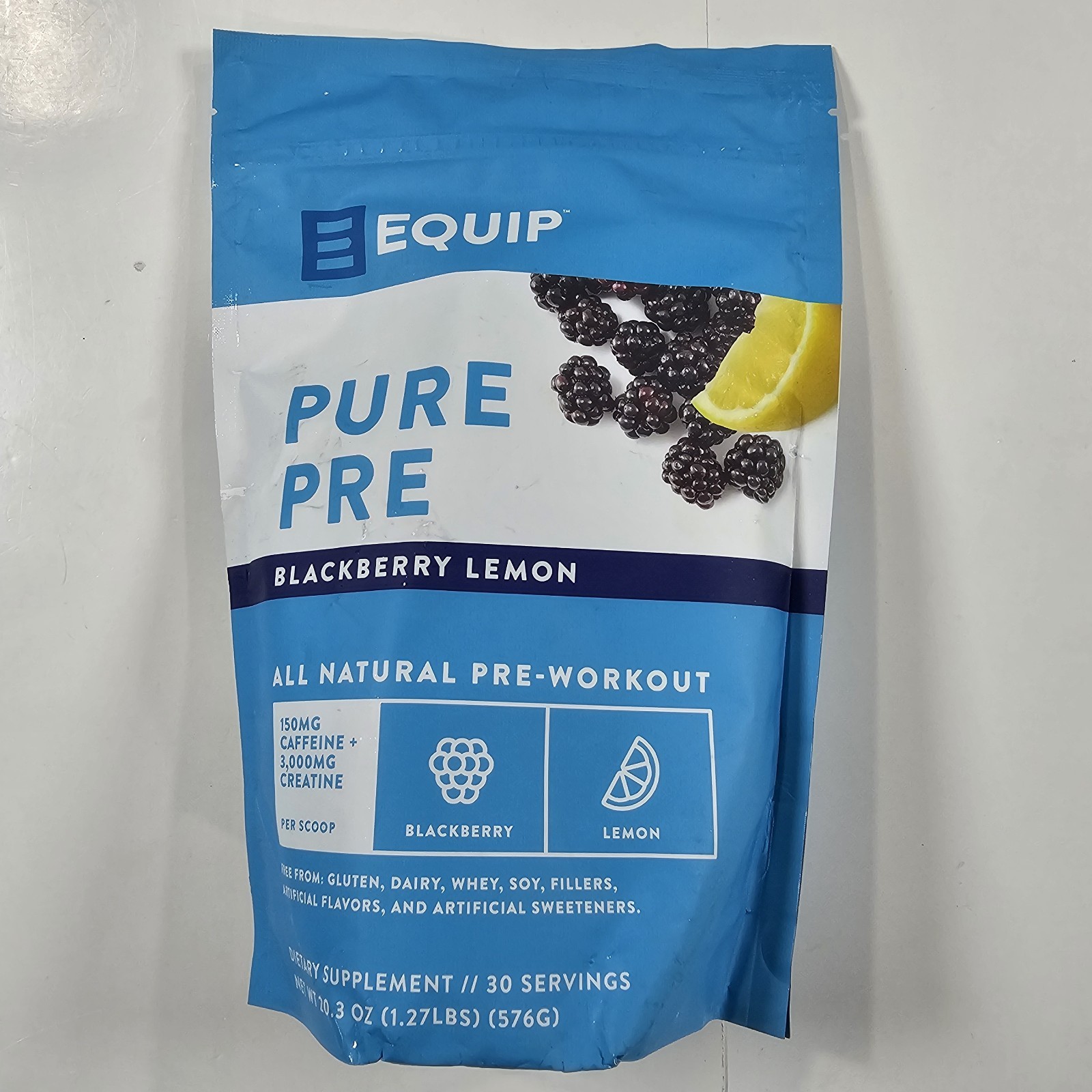EQUIP FOODS Blackberry Lemon All Natural Pre-Workout, 20.3 oz, (30 Servings)
