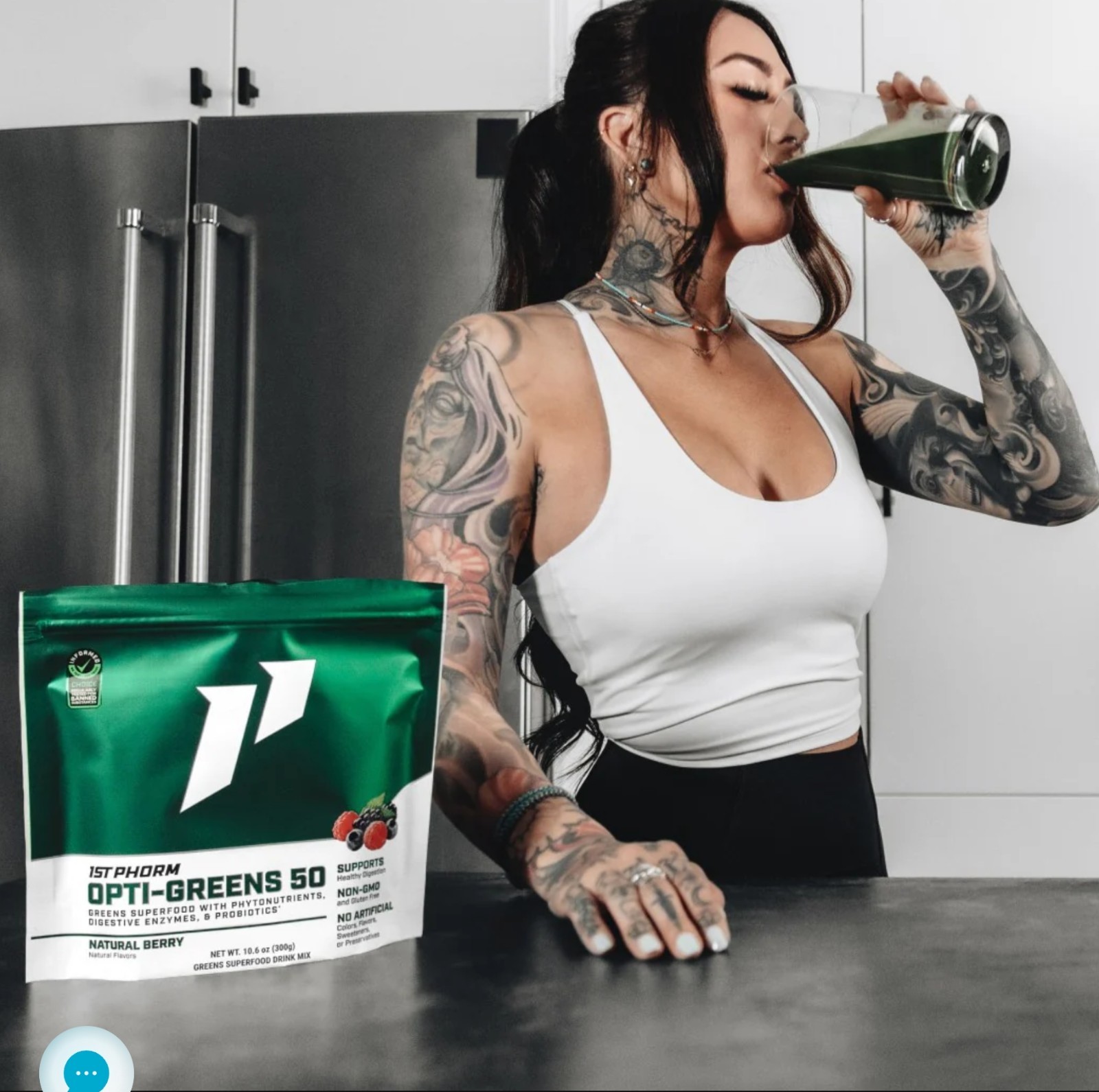 1st Phorm OPTI-GREENS 50 Powder 11 oz ( 30 Serv) Natural Berry Flavor BY 11/26