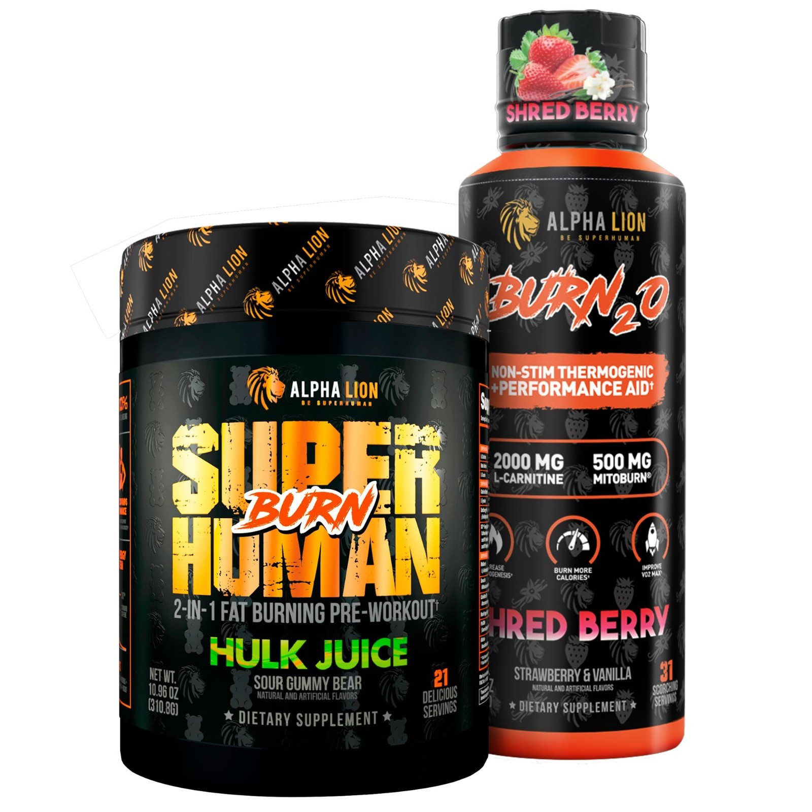 Stubborn Fat Loss Stack – Thermogenic Pre Workout & Liquid L-Carnitine 2000mg –