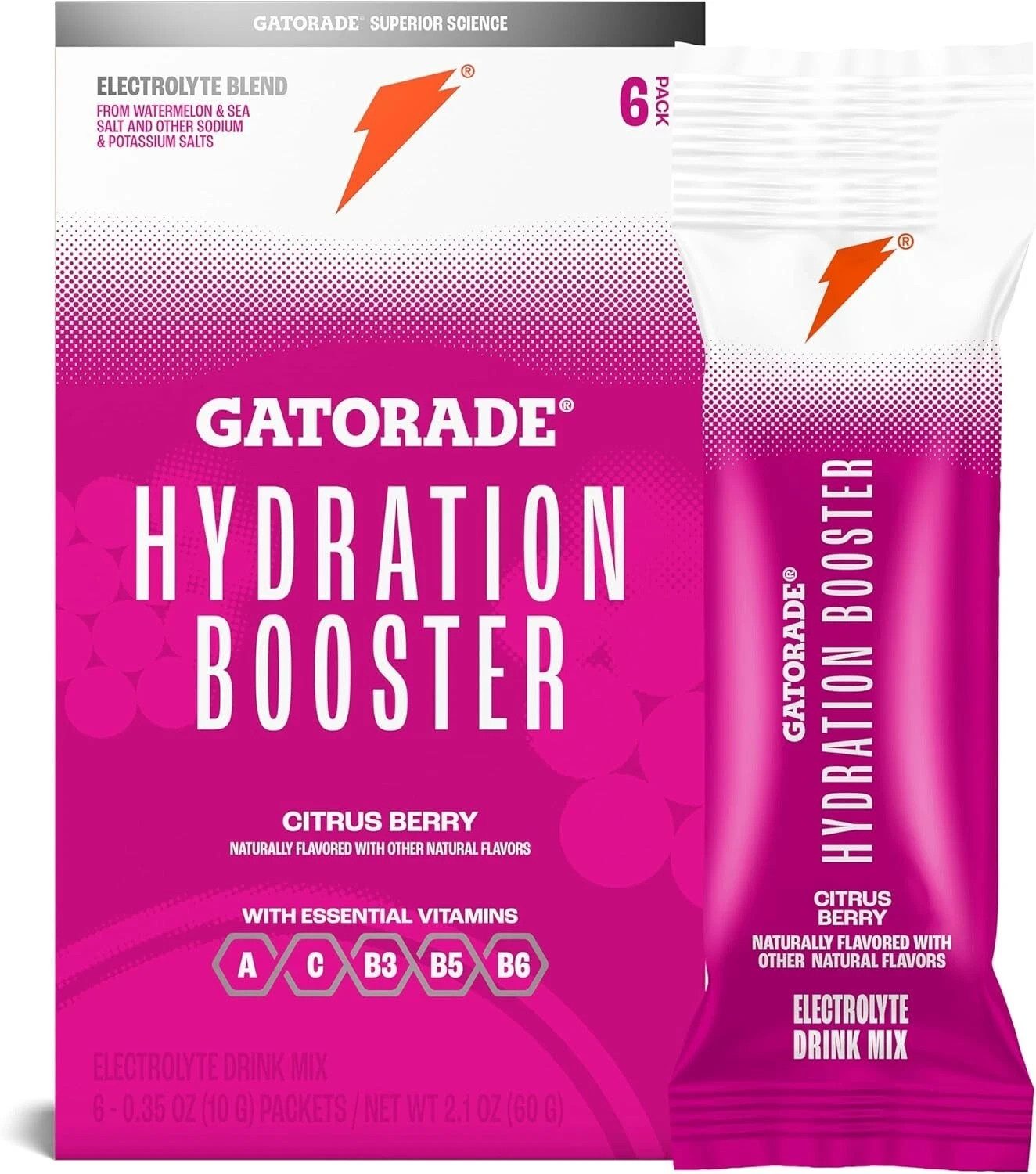 Gatorade Hydration Booster Electrolyte Drink Mix Citrus Berry 2.1 oz, 6 Packets