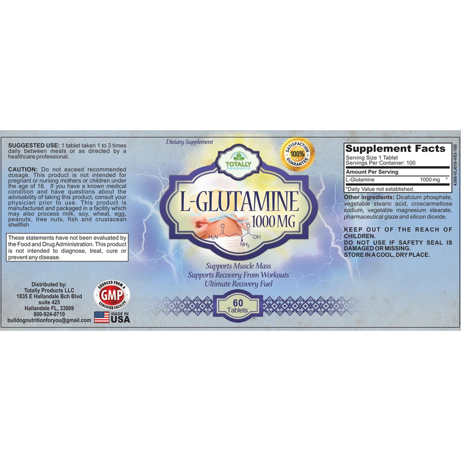 L-Glutamine 60 Muscle Growth Lean Mass Support Gastrointestinal Tract Supplement
