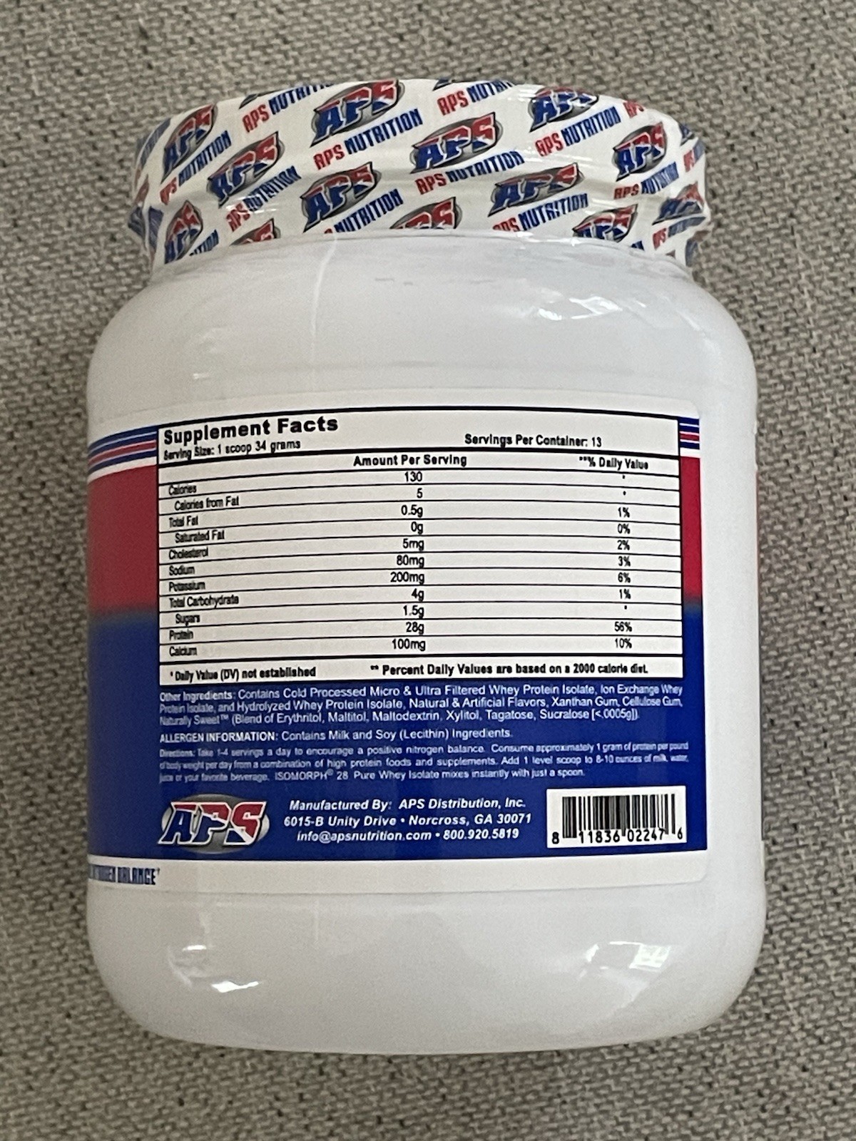 APS Nutrition Isomorph 28 Pure Whey Isolate Protein Vanilla Milkshake 1 lb Tub