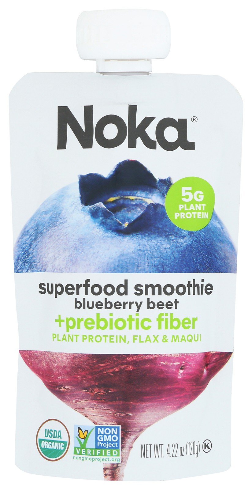 Noka Blueberry Beet Superfood Smoothie With Prebiotic Fiber 4.22 Oz 6 Pack