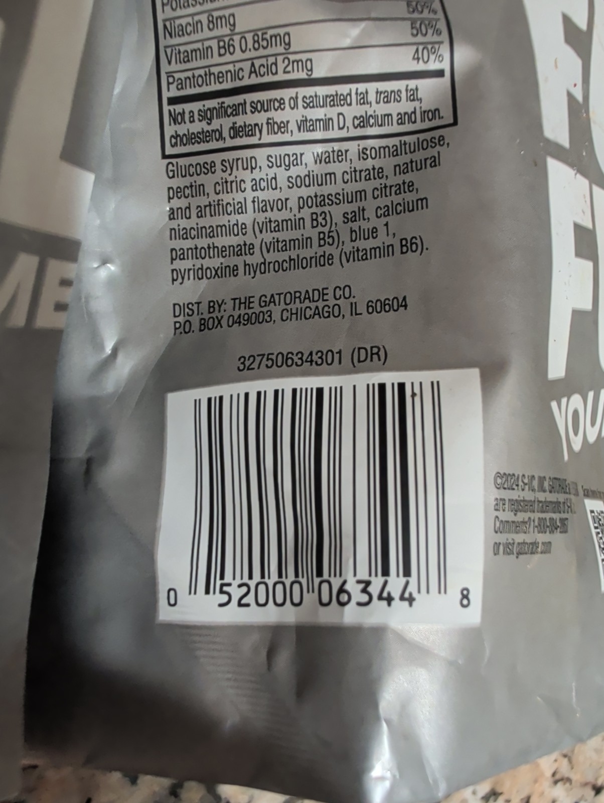 Gatorade Energy Chews Cool Blue Caffeine Free 2 Pack 60 Chews Total Exp 02/2027