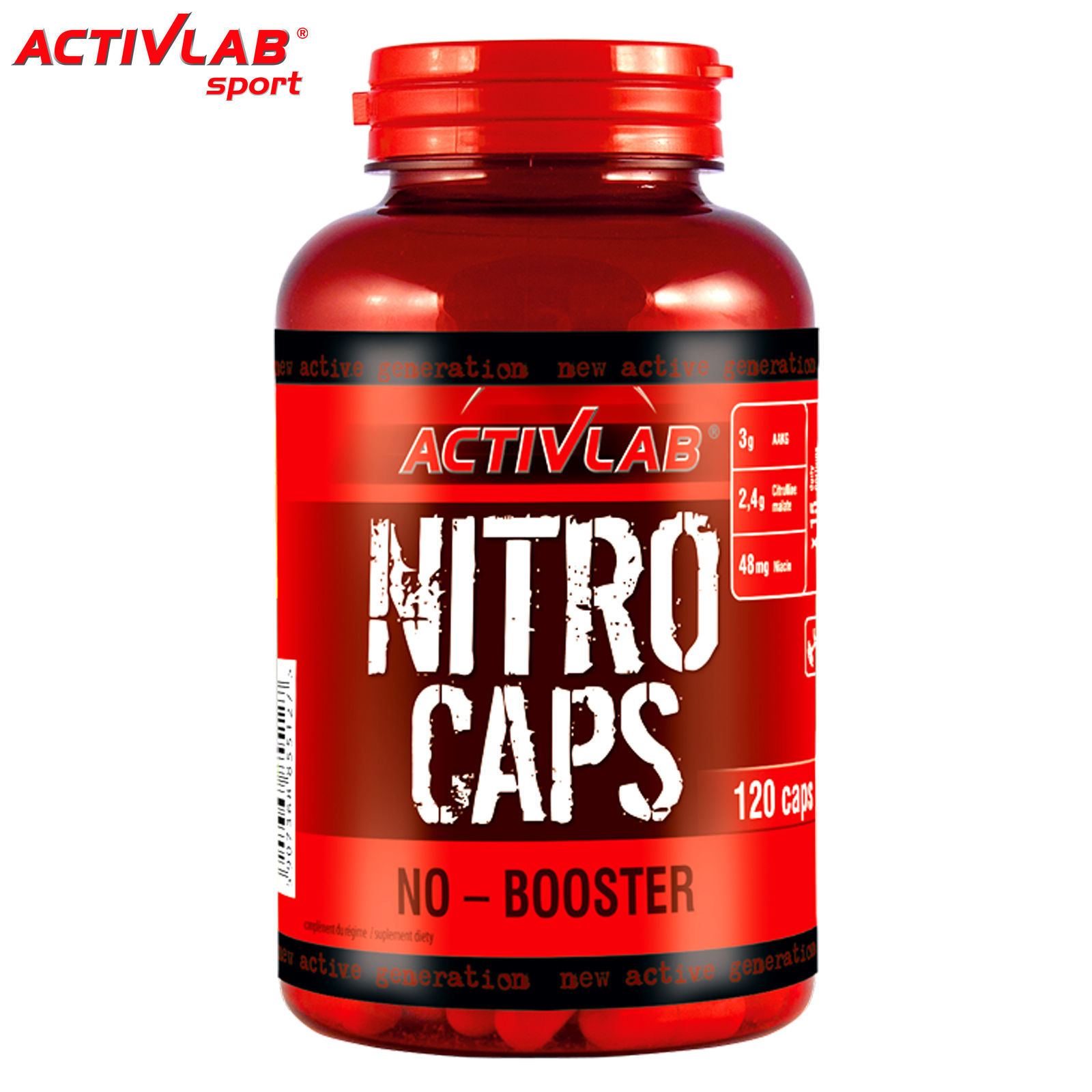 NITRO CAPS 120 Capsules Nitric Oxide Booster Citrulline Malate L-Arginine Niacin