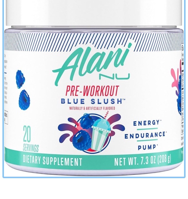 ALANI Nu Pre-Workout Powder – Blue Slush – Size: 7.3 oz Pack of 2