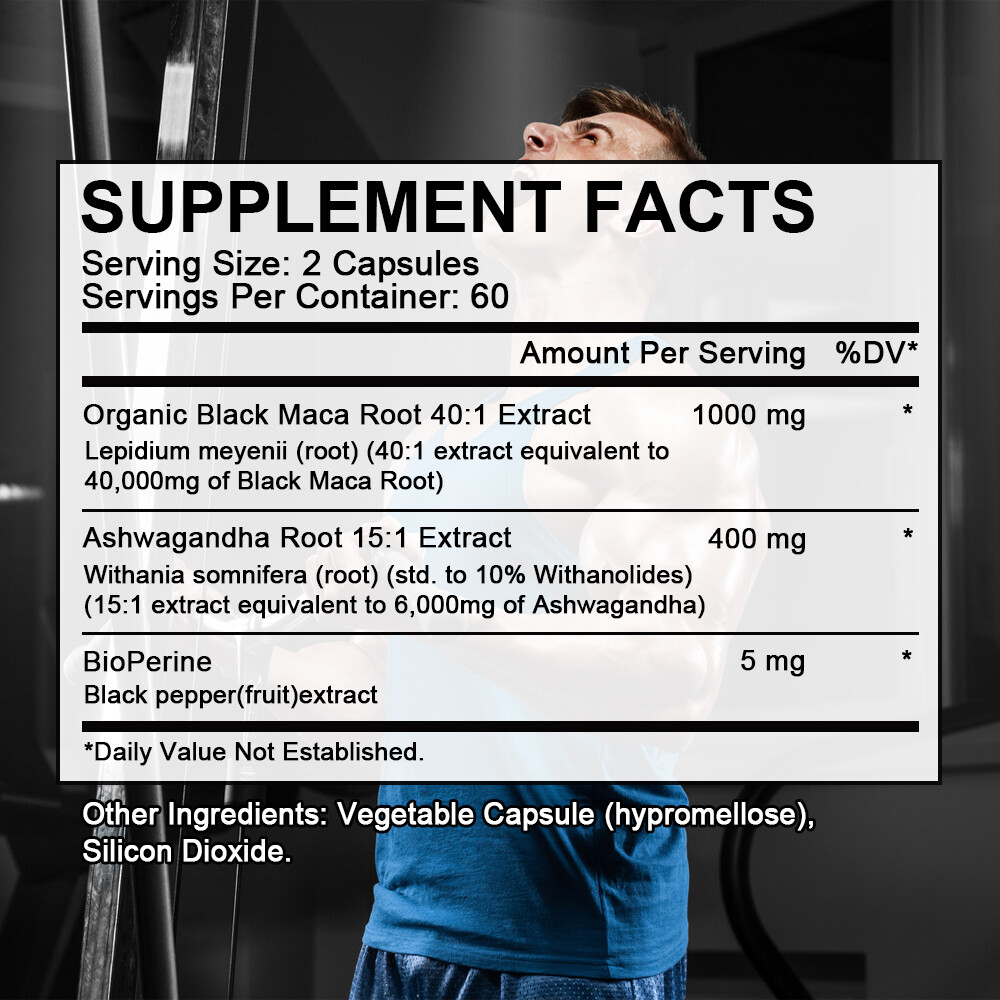 Maca Extract – Testosteron Booster Monster Test for Men 30 to 120 Capsules