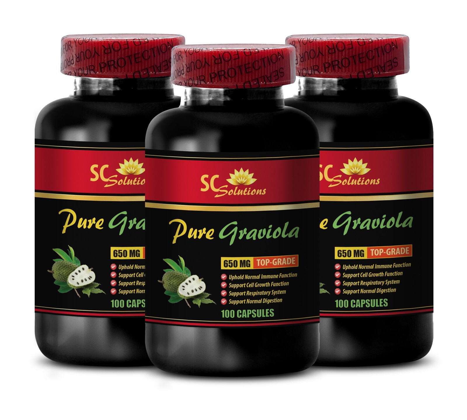 Graviola Leaf – PURE GRAVIOLA EXTRACT – Immune system support – 3 Bottles