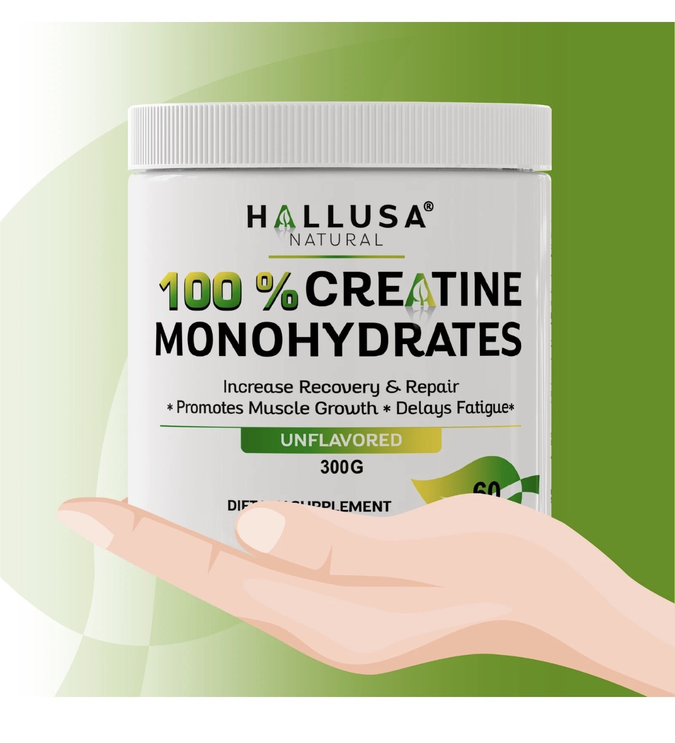 Creatine Monohydrate Powder 5000mg – Muscle Growth Support – 60 Servings – 300g