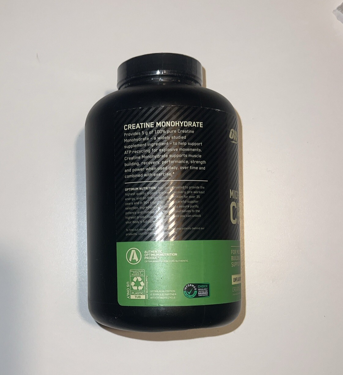 Micronized Creatine Powder Unflavored 1.32 lb 600 gr Optimum Nutrition 120 Serv
