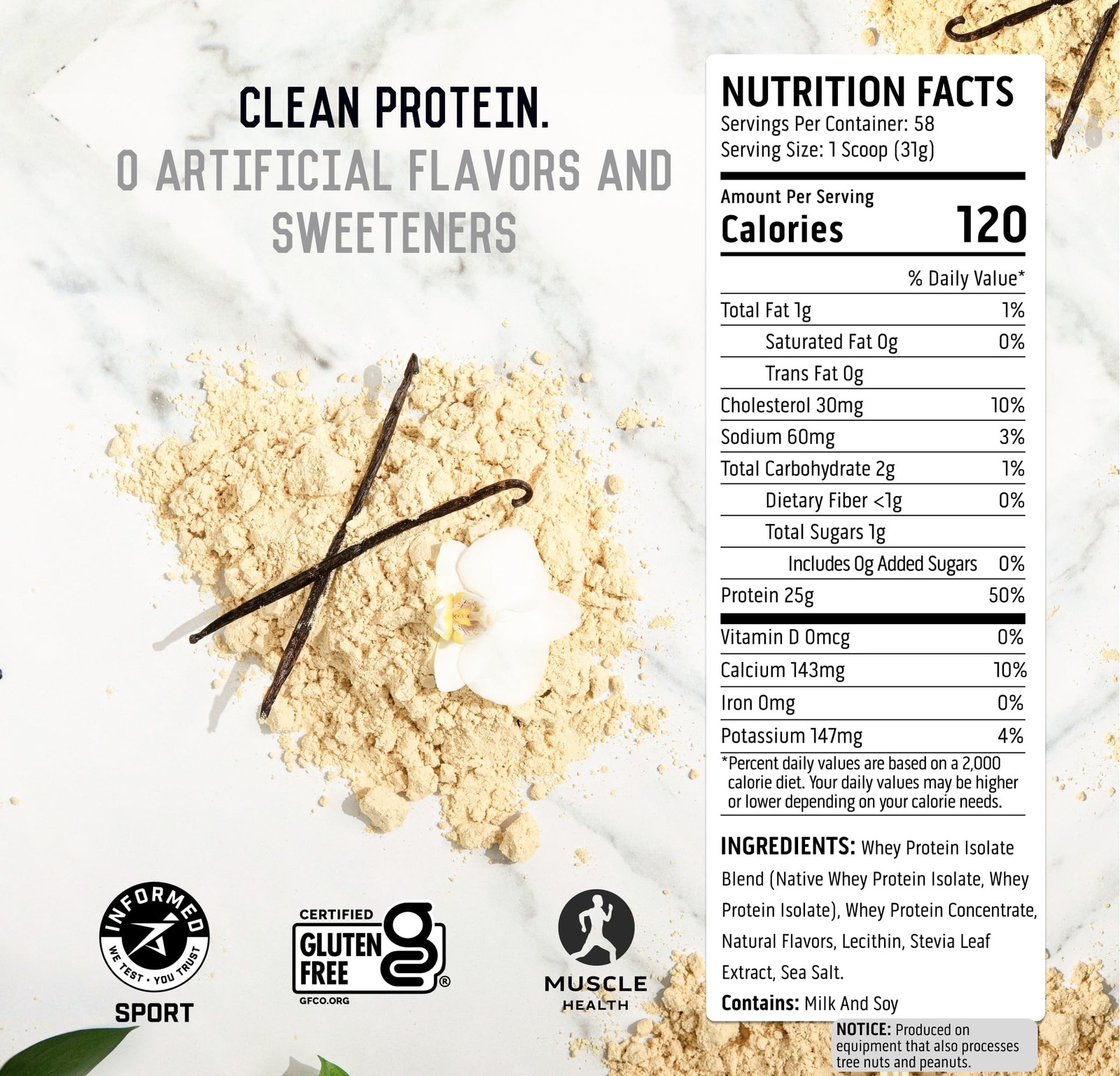 Ascent 100% Whey, Native Whey Protein Blend – Clean Post 4 Pounds (Pack of 1)