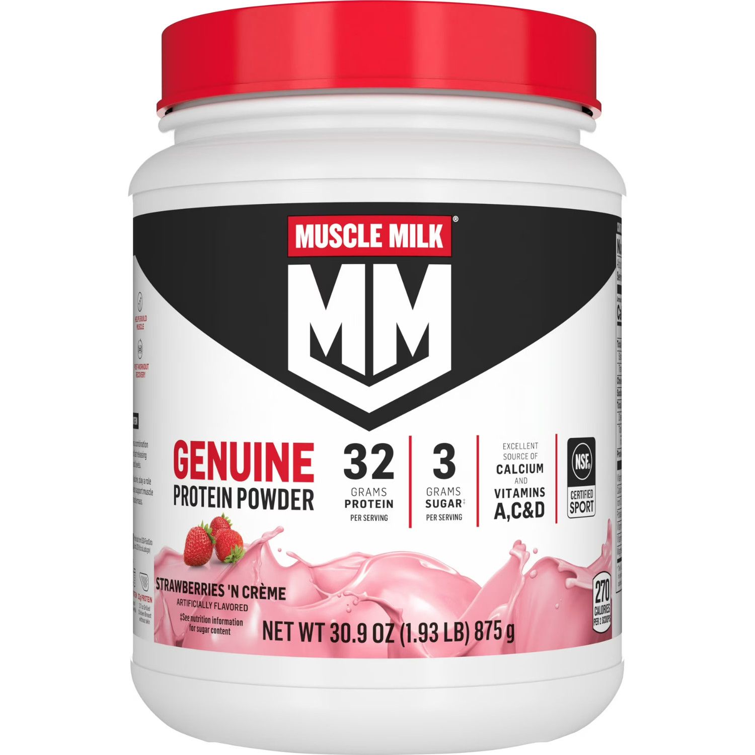 Muscle Milk Genuine Protein Powder Strawberries N Creme 32g 30.9oz, 2 Pack