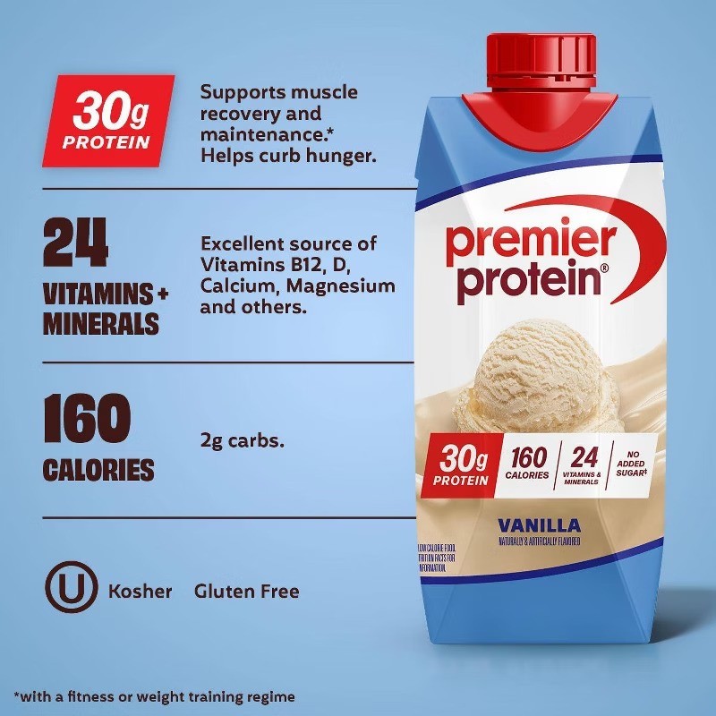 Premier Protein Vanilla Non-Caffeinated Whey Protein Nutritional Shake