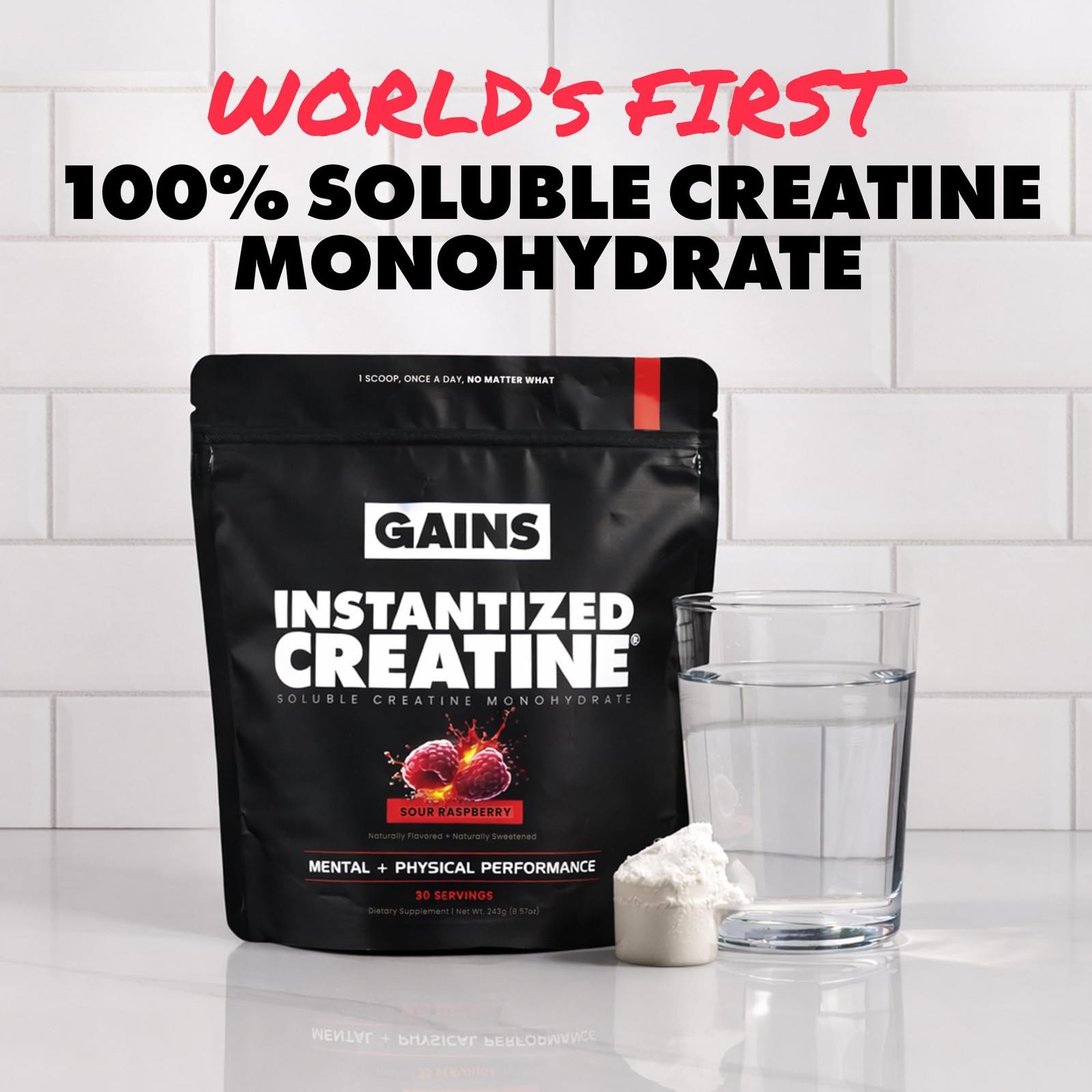 Gains in Bulk Instantized Creatine Monohydrate for Men & Women, Soluble Pre W…