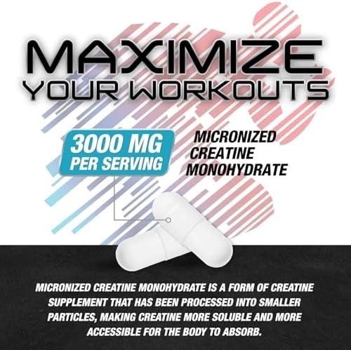 Creatine Monohydrate 3000mg Per Serving – 3X Strength Micronized Creatine Powder