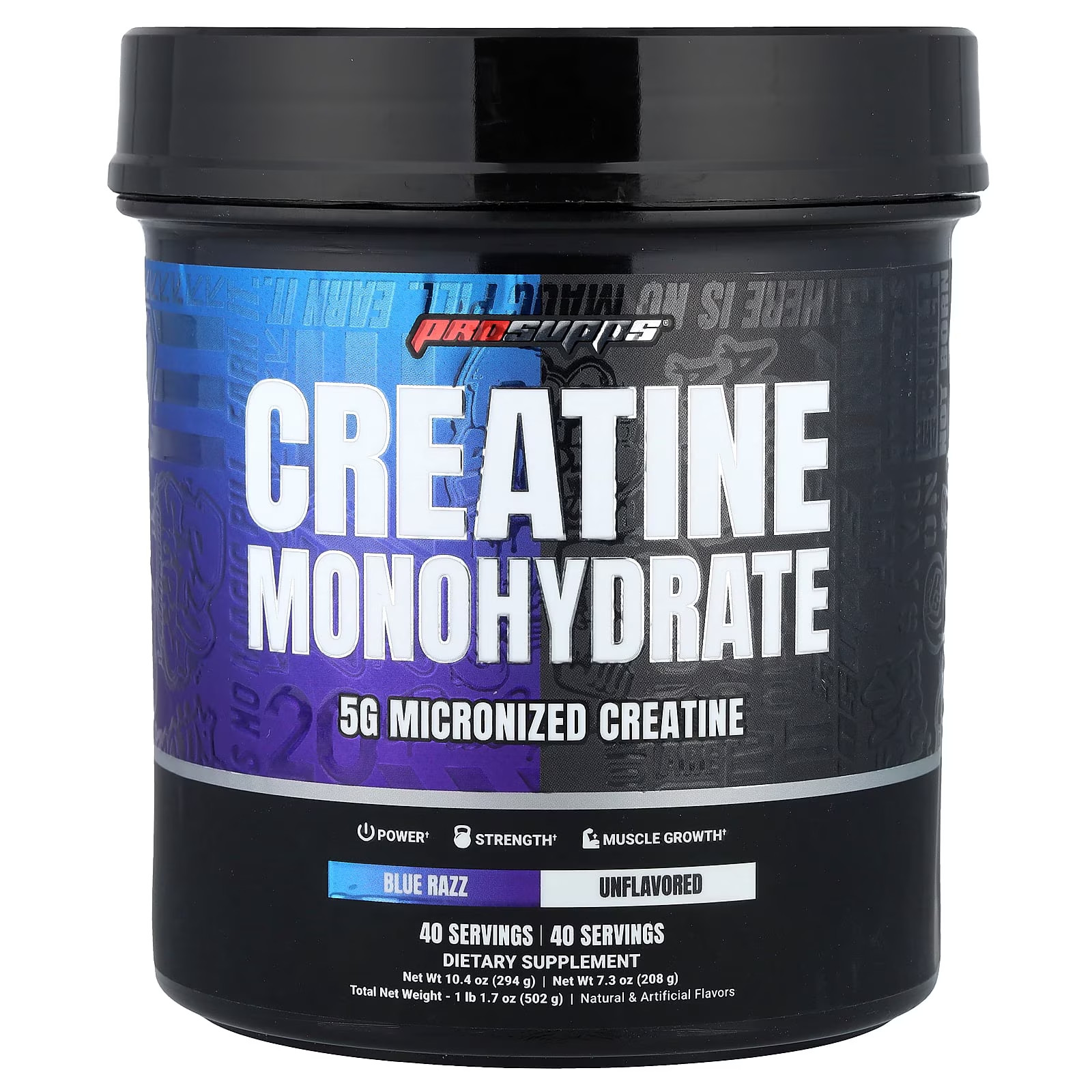 Creatine Monohydrate, Blue Razz & Unflavored, 1 Lb 1.7 Oz (502 G)