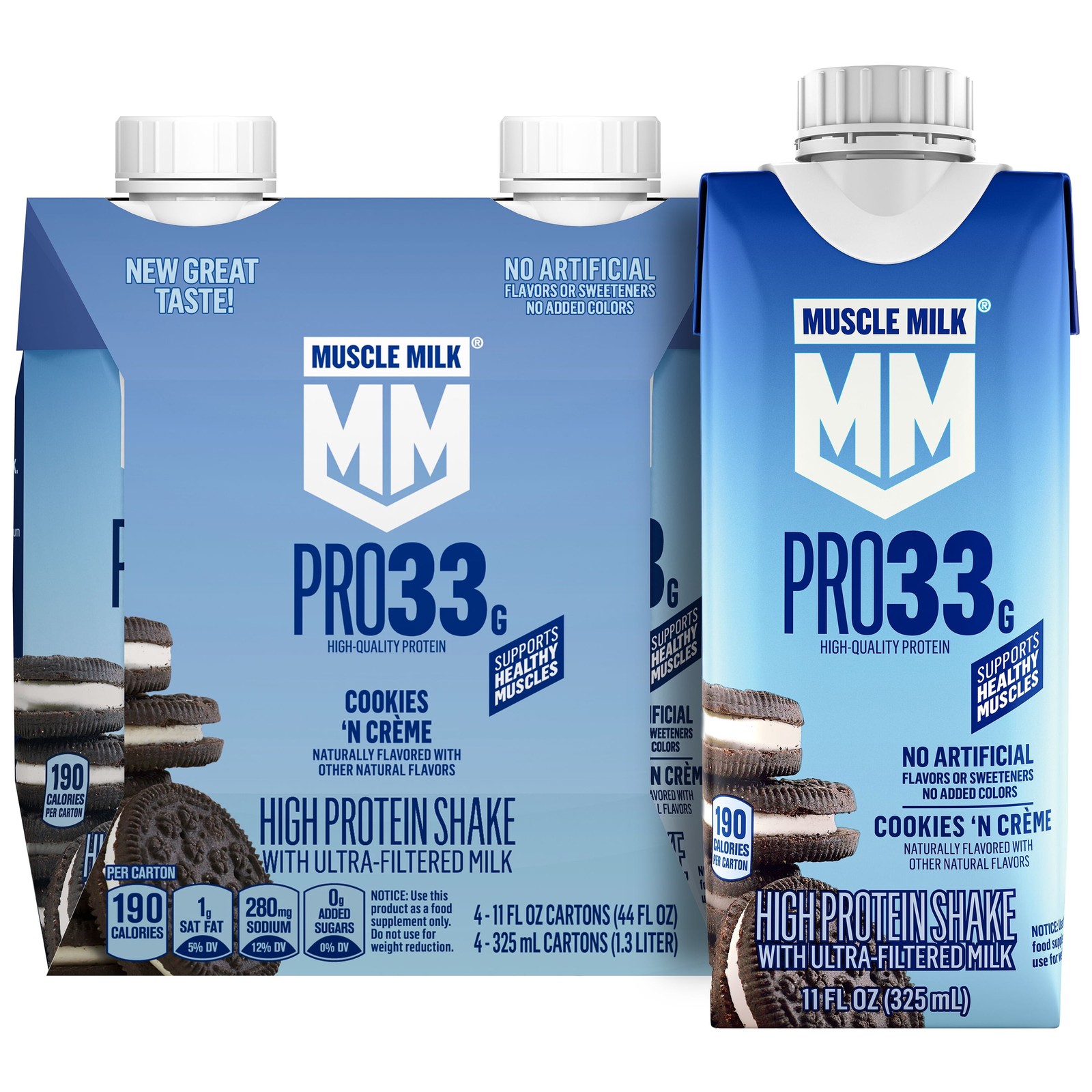 Pro 33G High Protein Shake Ultra Filtered Milk, Cookies ‘N Crème, 11 Fl Oz, 4 Pa