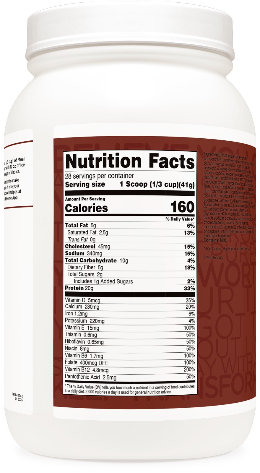 TransformHQ Meal Replacement Shake Powder 28 Servings (Chocolate) – Gluten Free