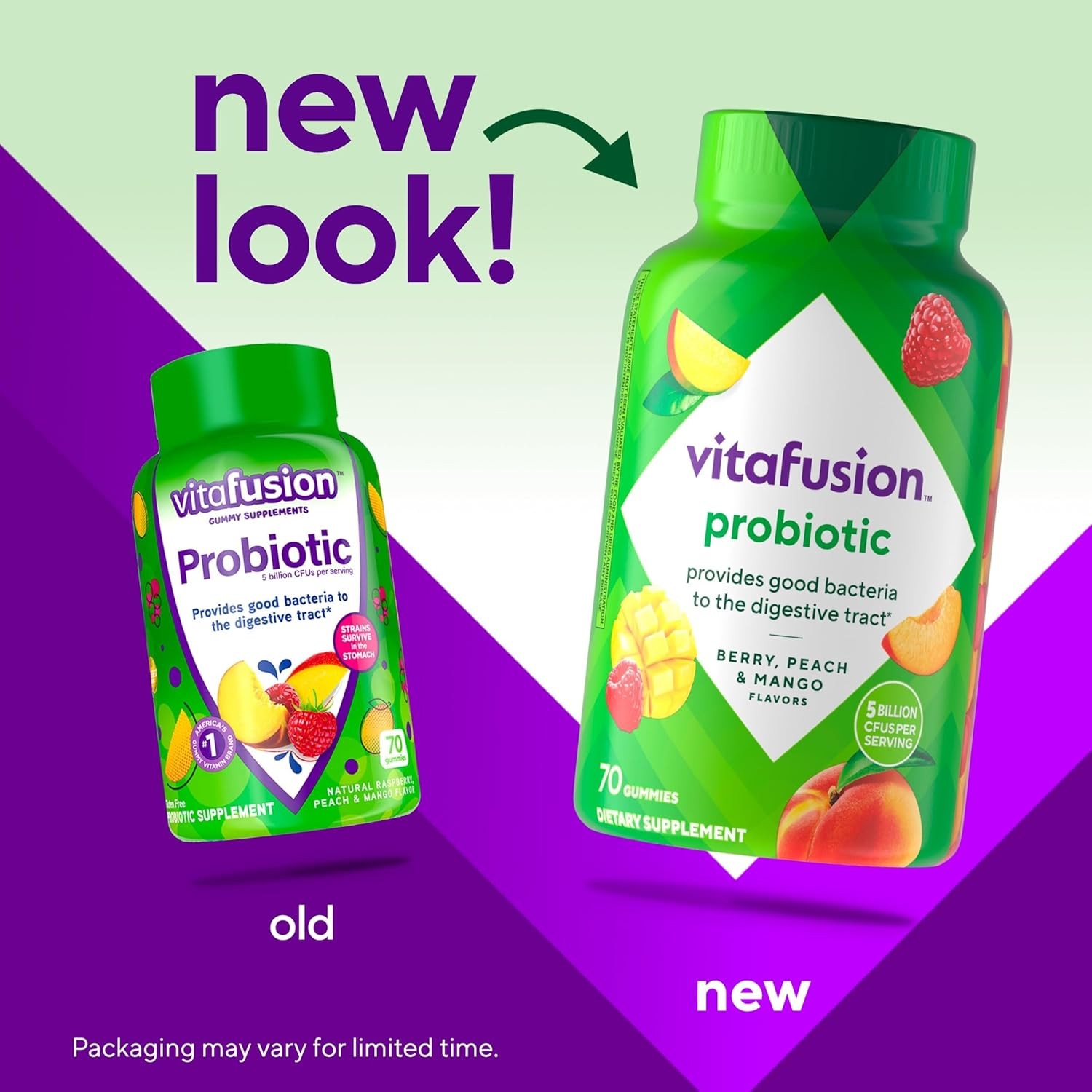 Natural Fruit Flavor Probiotic Digestive Tract Gummy Supplement (70pk)