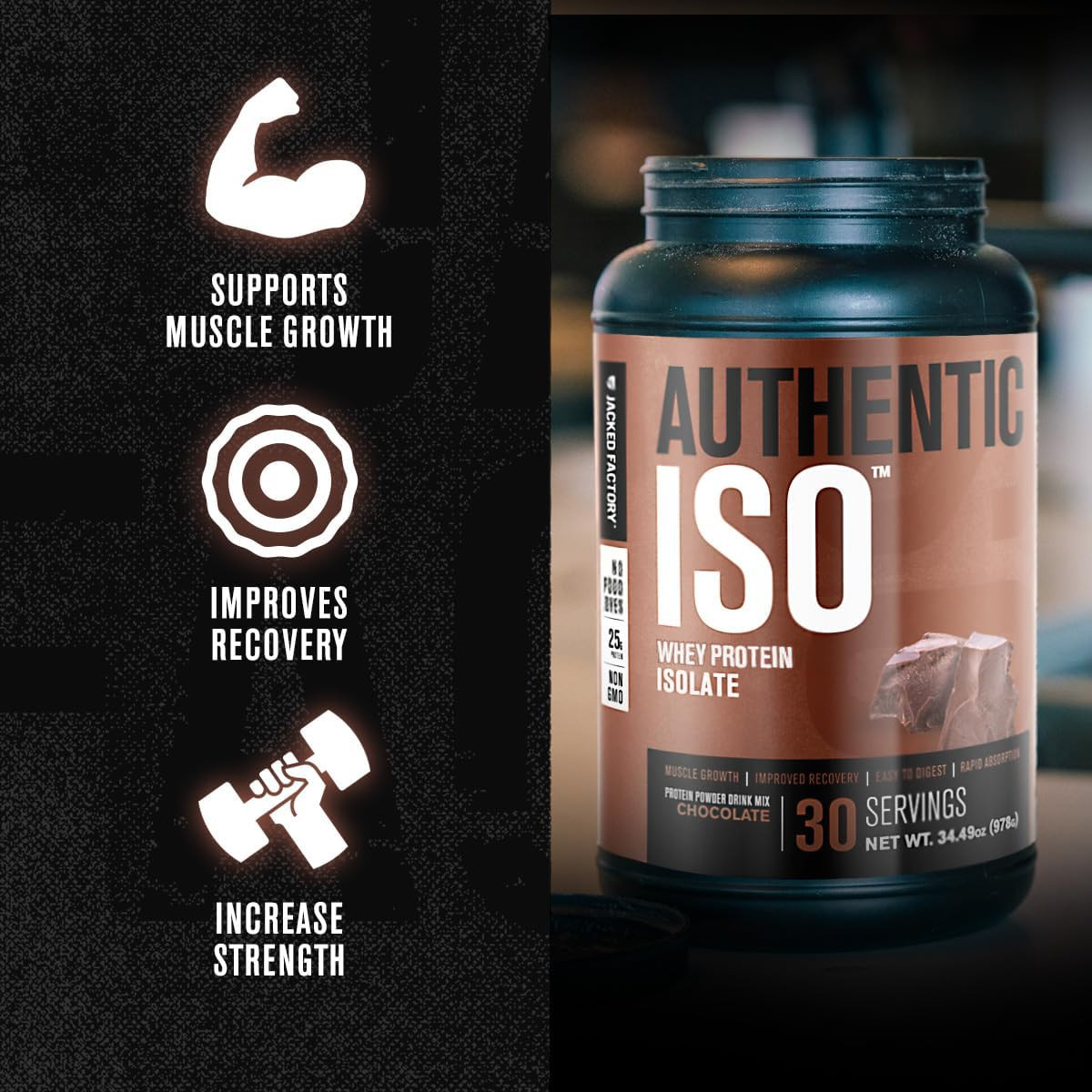 Authentic ISO Whey Protein Isolate Powder – Low Carb, Non-Gmo Muscle Building Pr