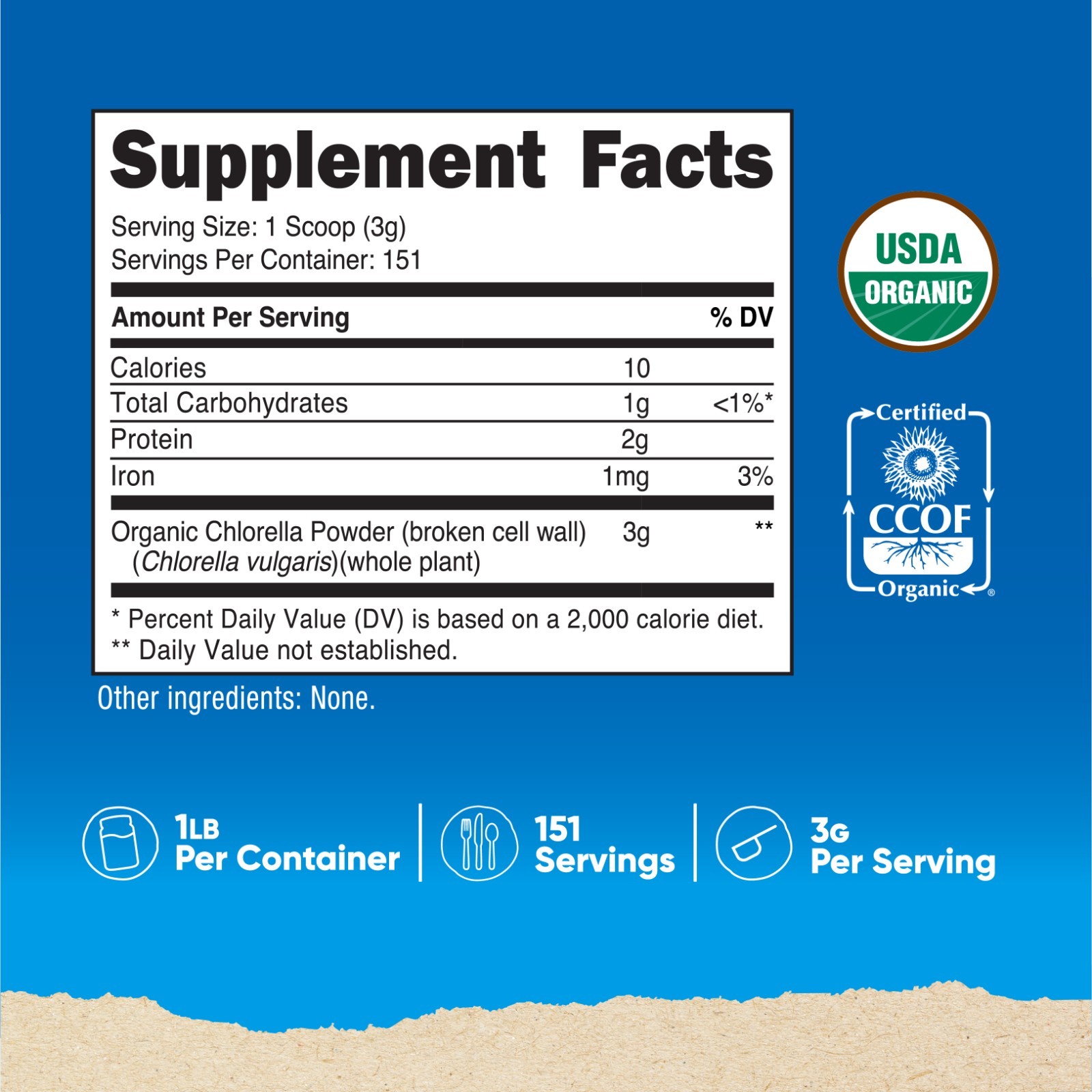 Nutricost Pure Organic Chlorella Powder 1 LB – 151 Servings, Nutrients & Fiber!