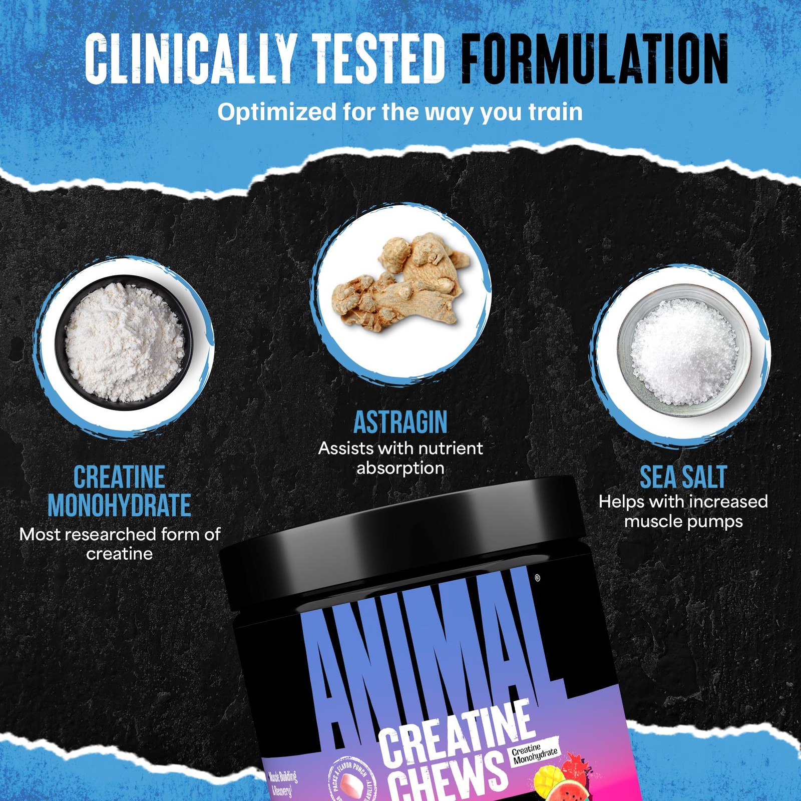 Animal Creatine Chews Tablets – Enhanced 120 Count (Pack of 1), Fruit Punch