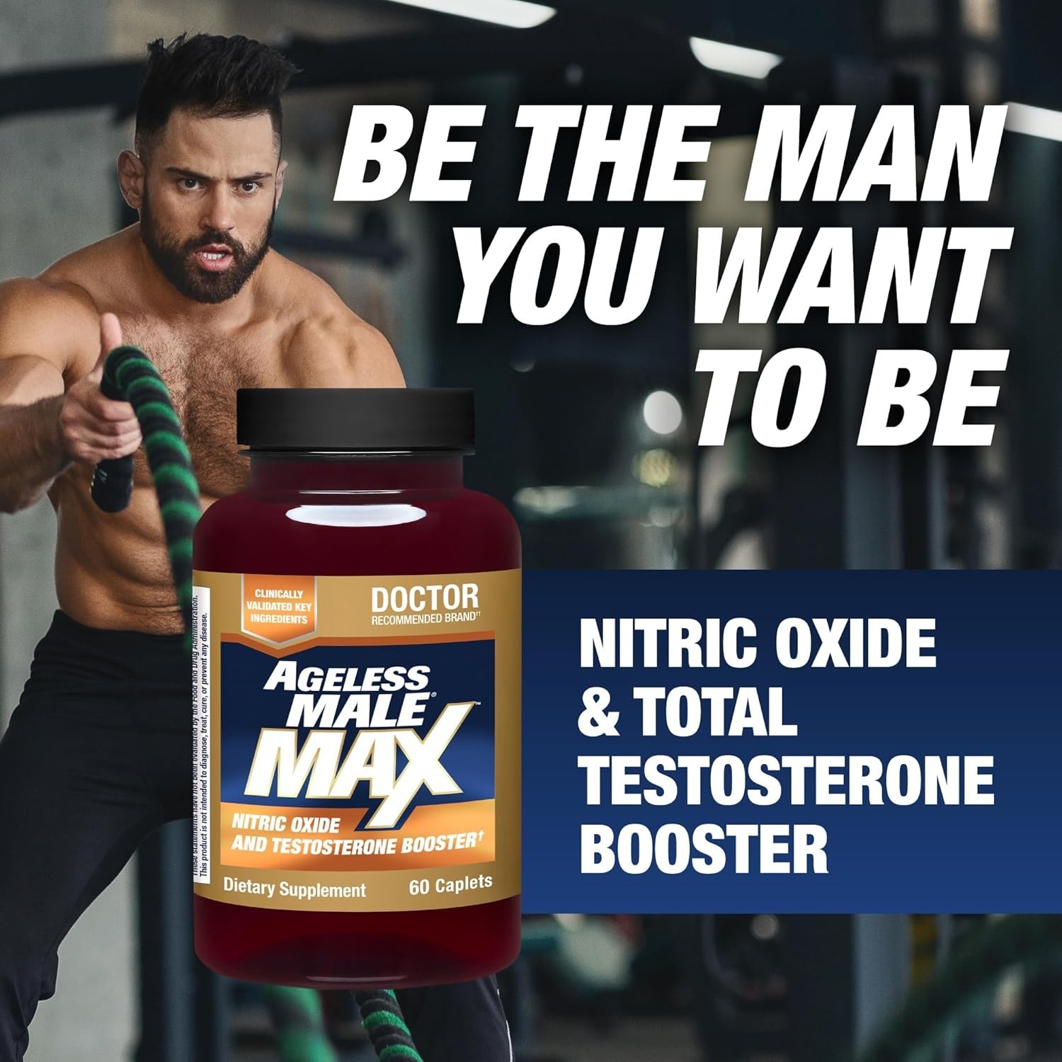 Ageless Male Max Total Testosterone & Nitric Oxide Booster 120 Caplets New