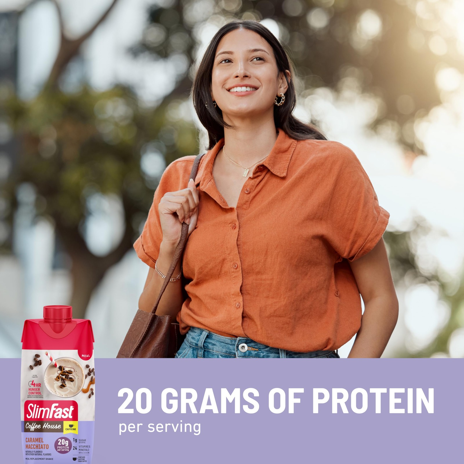 Slimfast Protein Shake Caffeine Caramel Macchiato- 20G Protein Meal Replacement