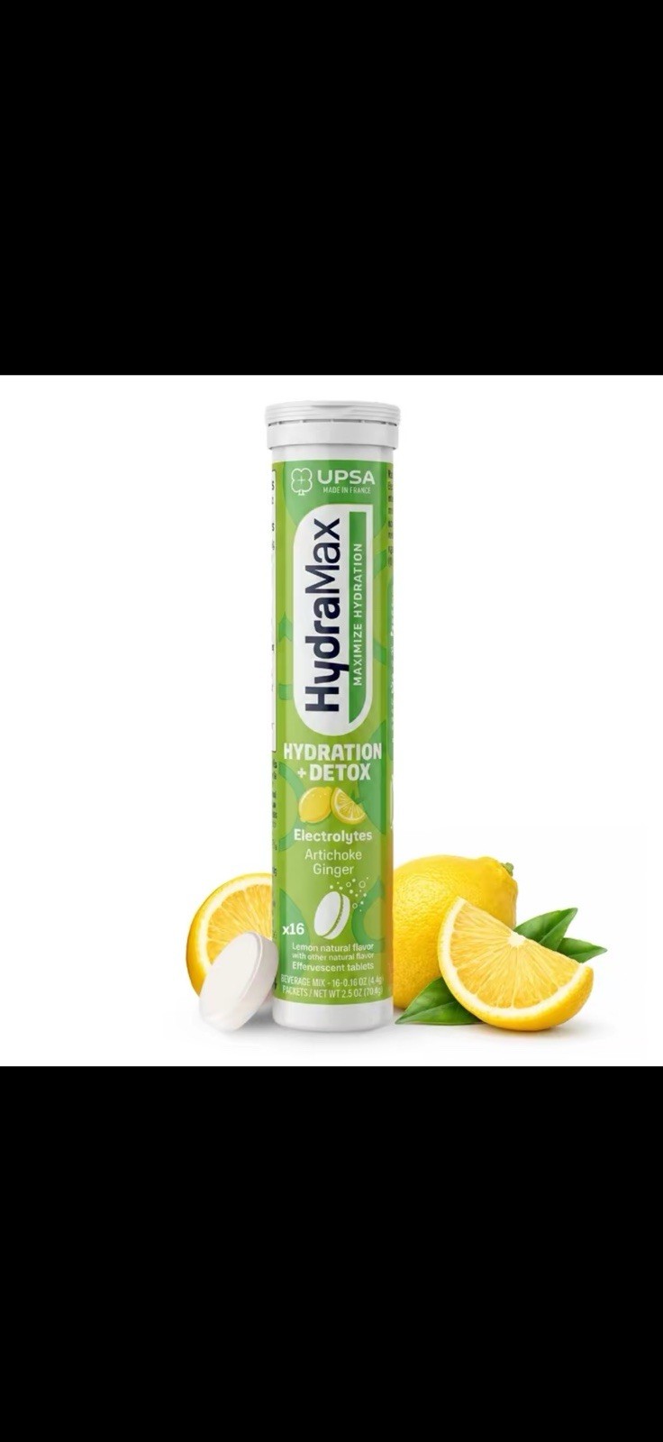 UPSA HydraMax Hydration + Detox Lemon Effervescent Tablets, 16 Ct