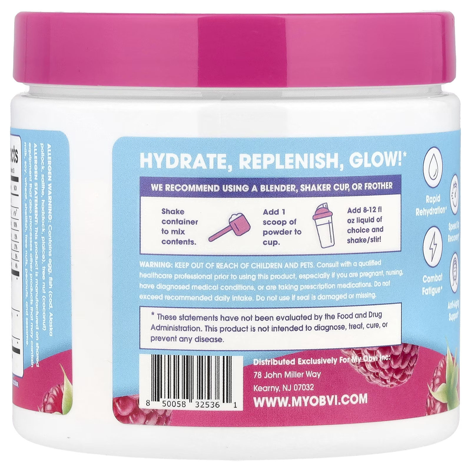 Hydration Powder | Electrolytes with 5 Collagen Types & Hyaluronic Acid | Sugar-