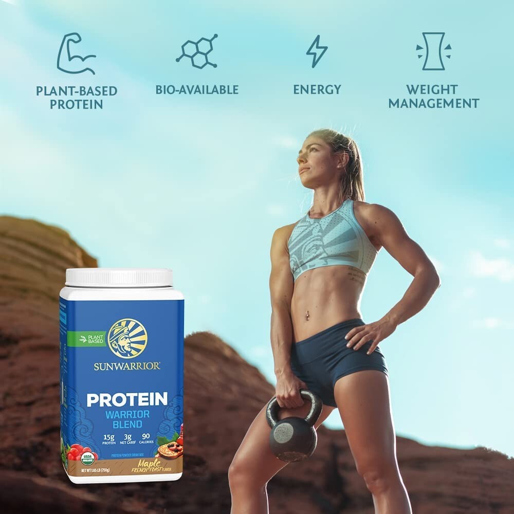 Sunwarrior Protein Warrior Blend – Maple French Toast Peak Performance, 1.65 lbs