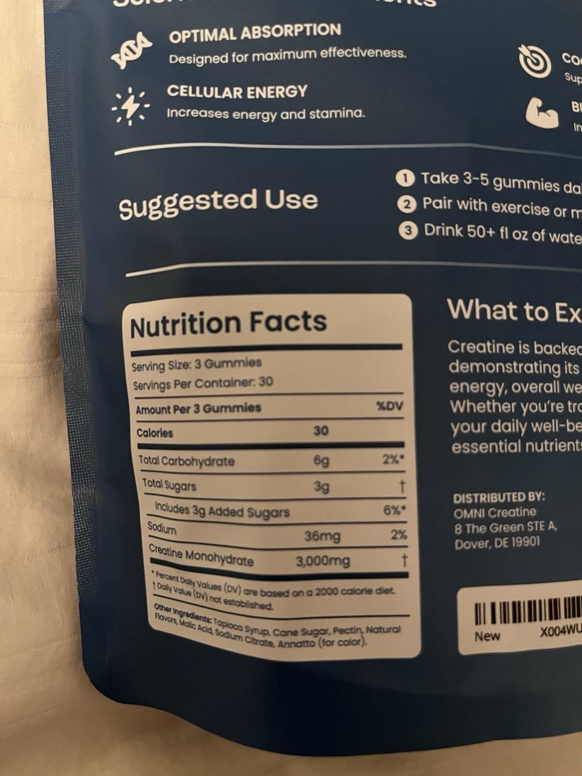 Omni Creatine Monohydrate Gummies Supports Muscle Growth (Peach)