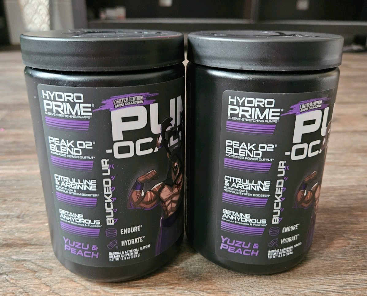 2 BUCKED UP Pump-Ocalypse YUZU & PEACH Non-Stim PRE-WORKOUT 30 Serv Exp 10/2026