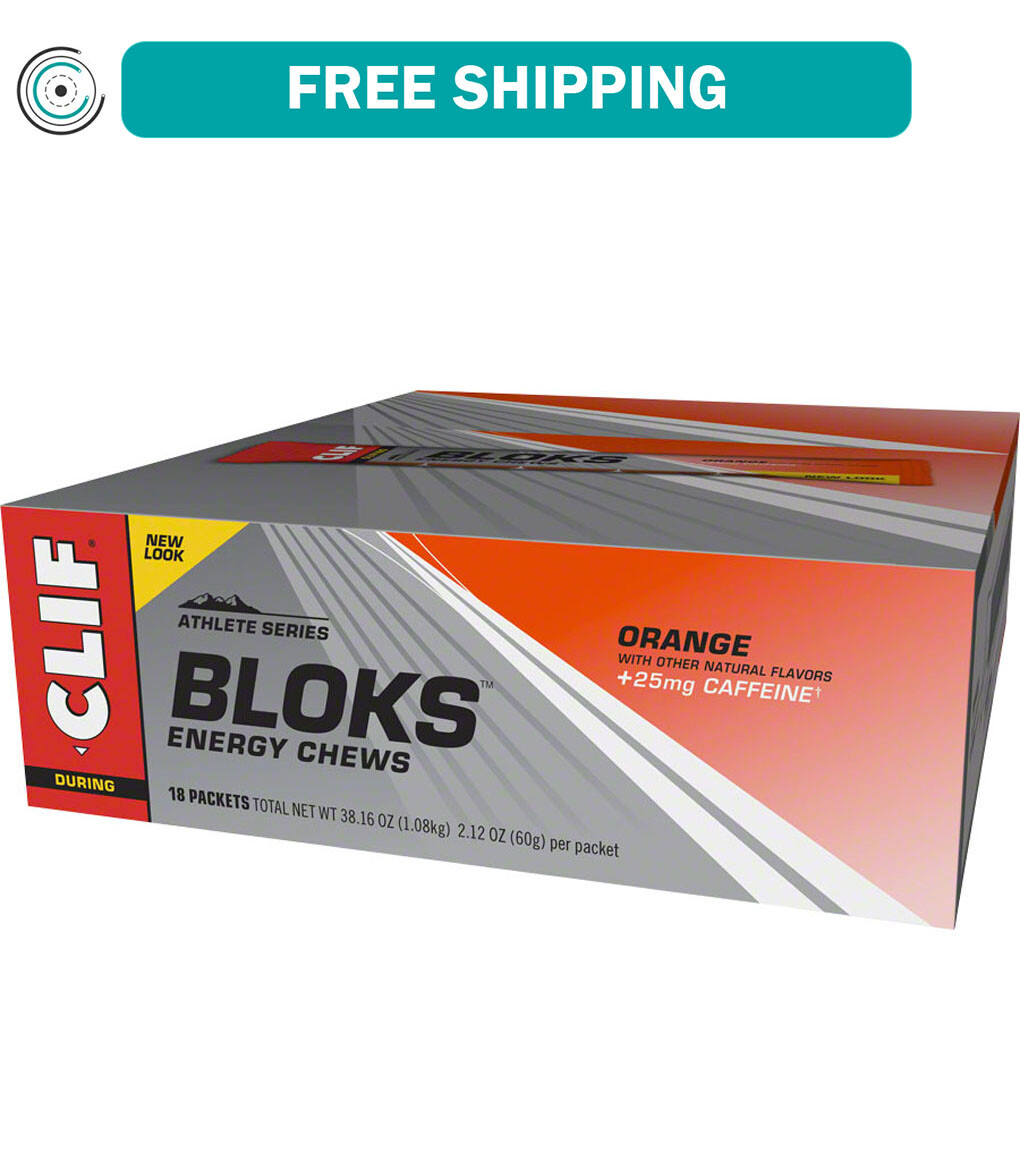 Clif Shot Bloks: Orange with 25mg Caffeine Box of 18