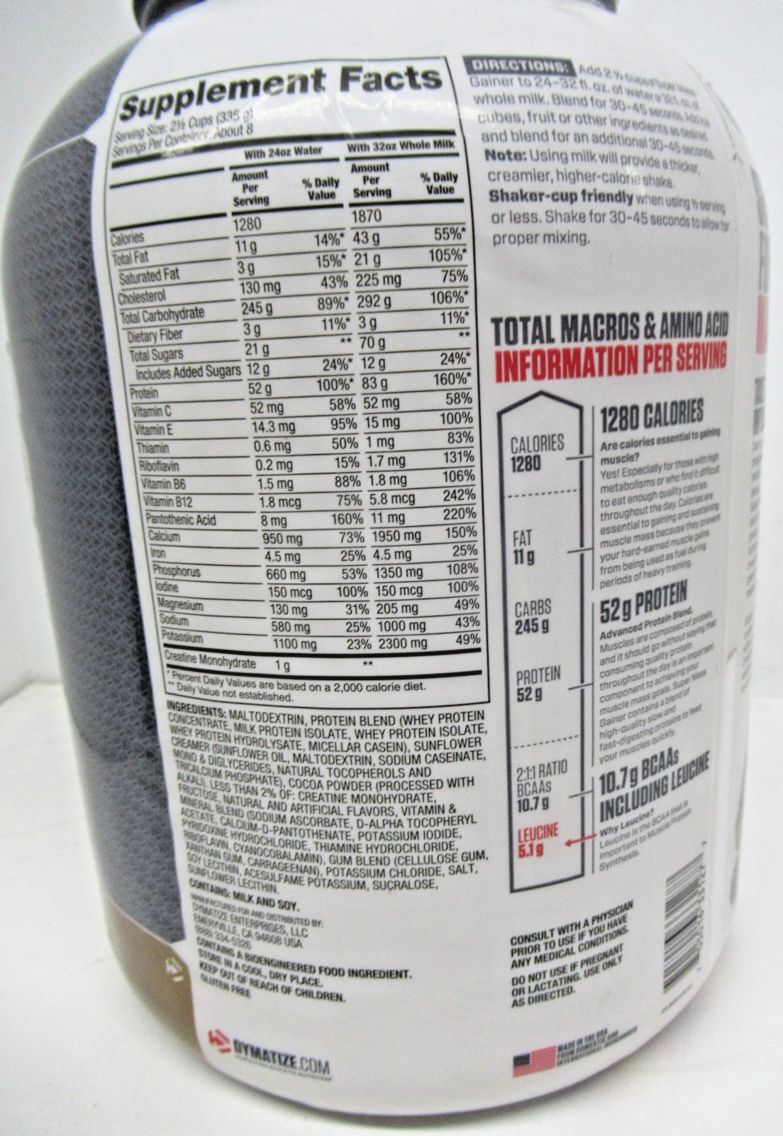 Dymatize Nutrition Super Mass Gainer Protein Powder, Rich Chocolate, 6lbs DENTED