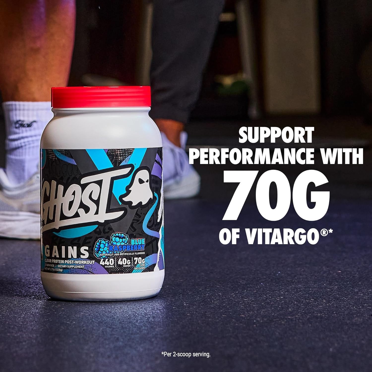 Ghost Clear Gains Mass Gainer Protein Powder 20 Servings Blue Raspberry