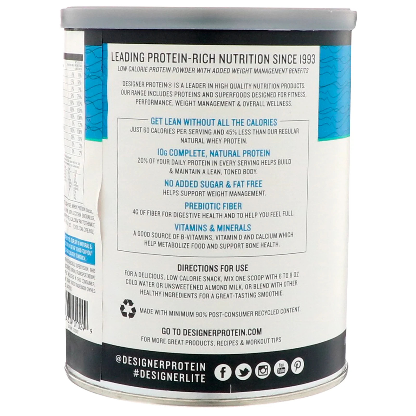 Designer Lite, Plant + Whey Protein Powder, Vanilla Cupcake, 9.03 oz (256 g)