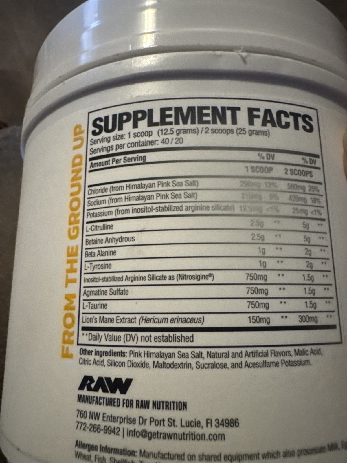 RAW Nutrition – Pump Non-Stim Pineapple Flavor 500g Exp 3/27