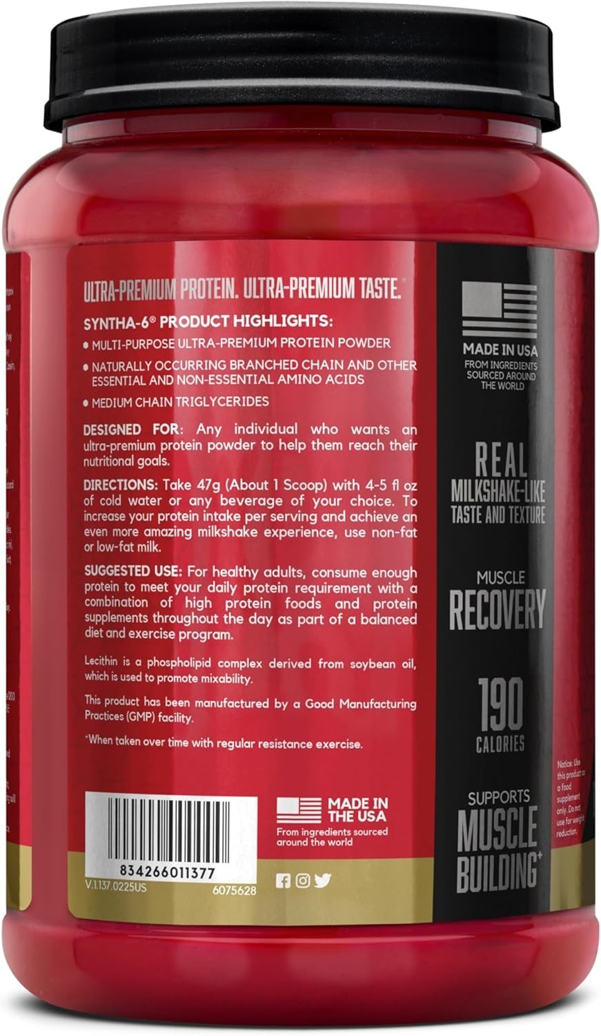 Vanilla Ice Cream SYNTHA-6 Protein Powder – 14 Servings, Muscle Gain & Recovery