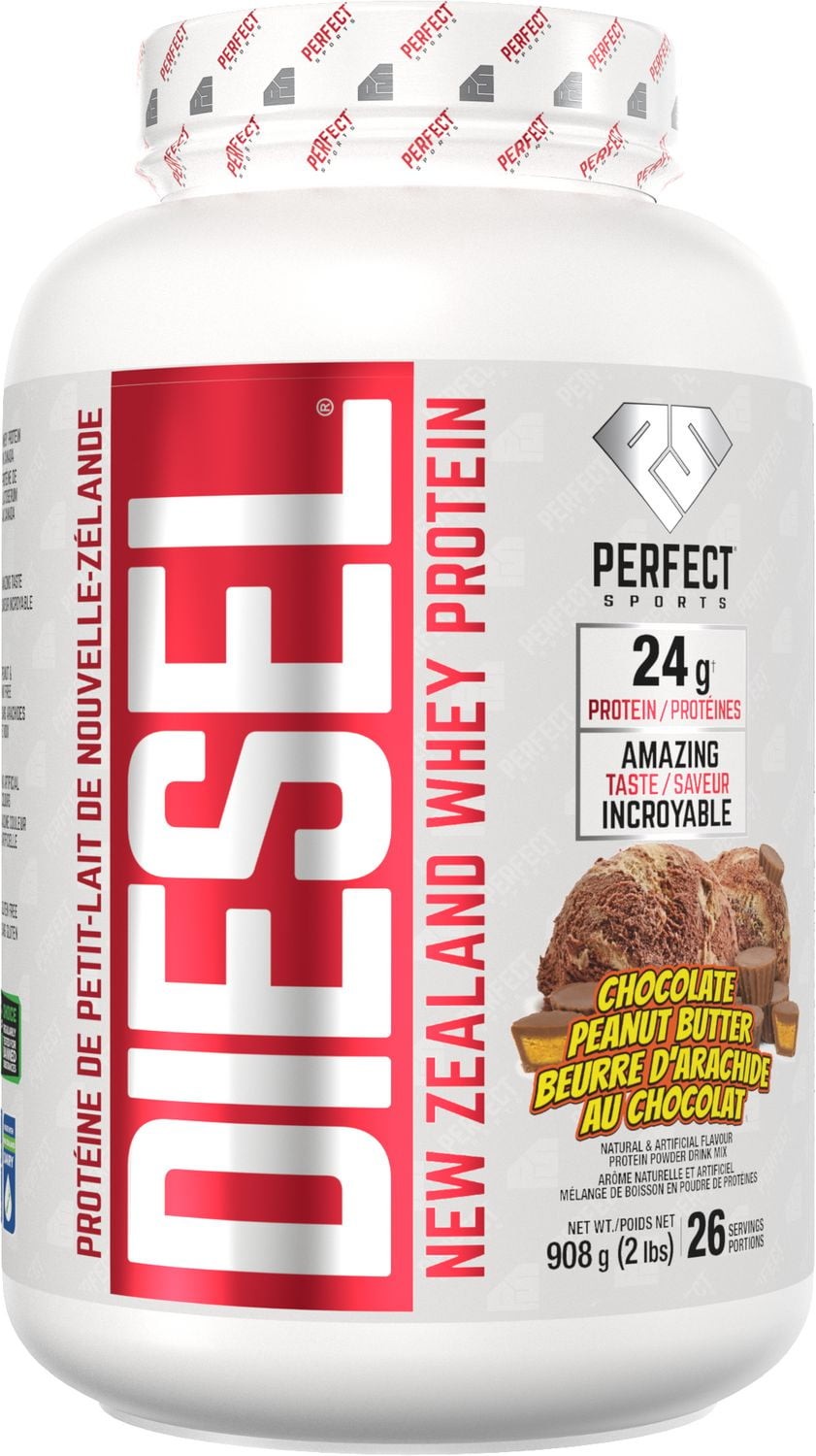 PERFECT Sports DIESEL New Zealand Whey Protein Powder, Grass-Fed, Gluten Free, C