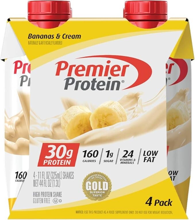 Premier Protein Shake, Bananas & Cream, 30g Protein, 11 fl oz 4 count