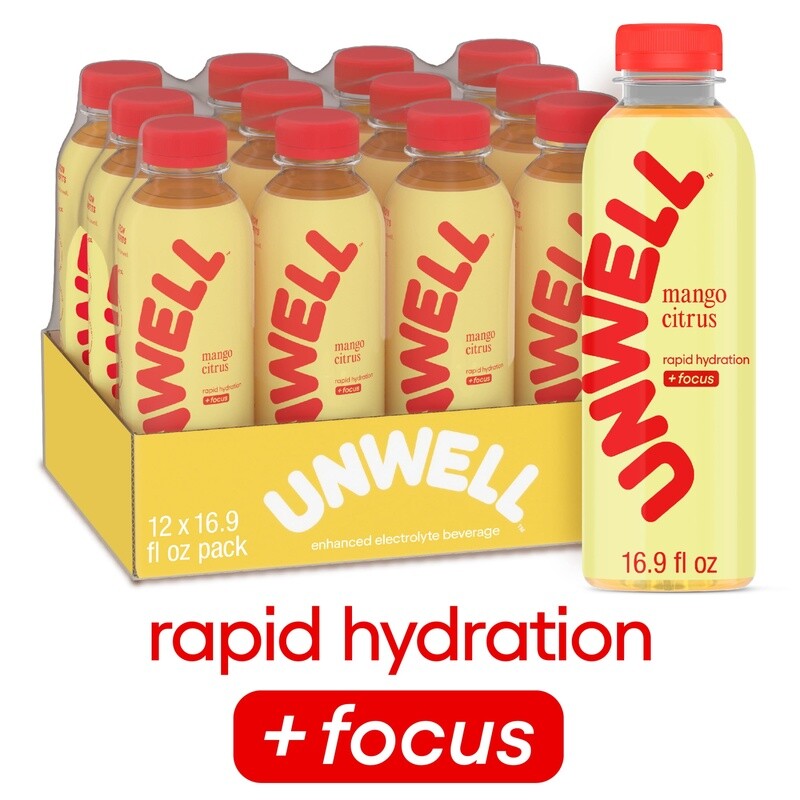 Electrolyte Drink Hydration Focus Mango Citrus Natural Ingredients 12 Pack New