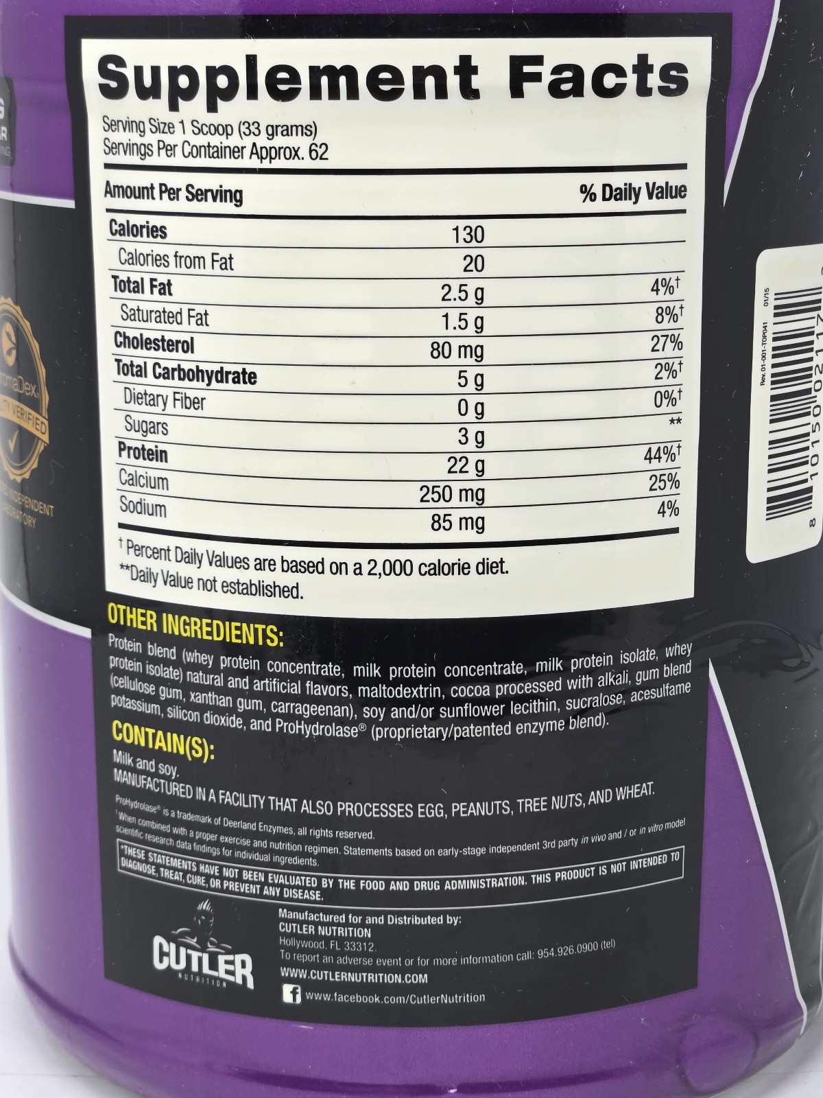 Cutler Nutrition Total Protein Powder – 4.5 lbs (62 Servings) Choose Your Flavor