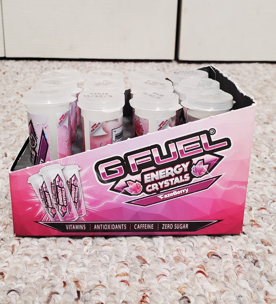 GFuel Energy Crystal Display With 12 Tubes (3 different flavors) DISCONTINUED